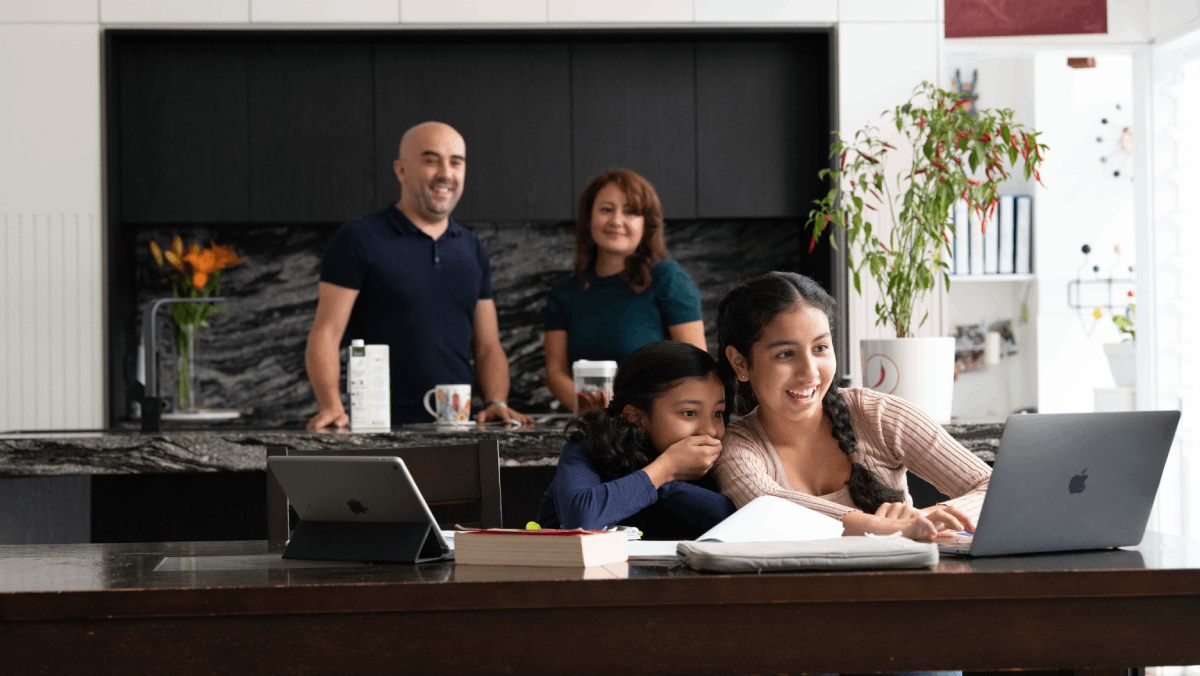 family browsing the internet