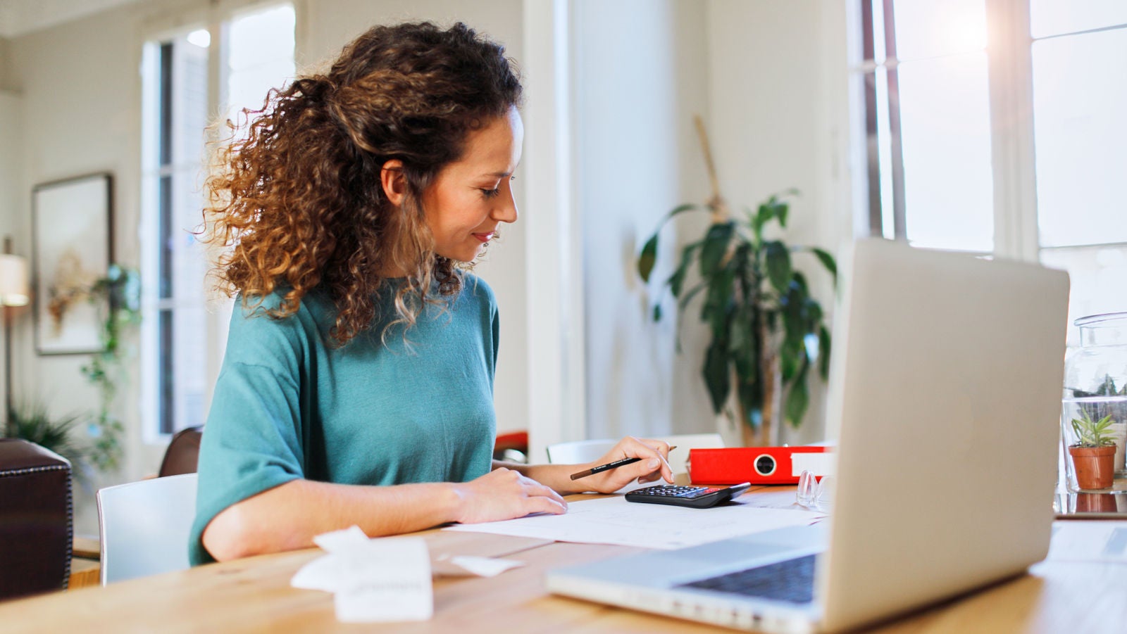 Woman checking her credit report